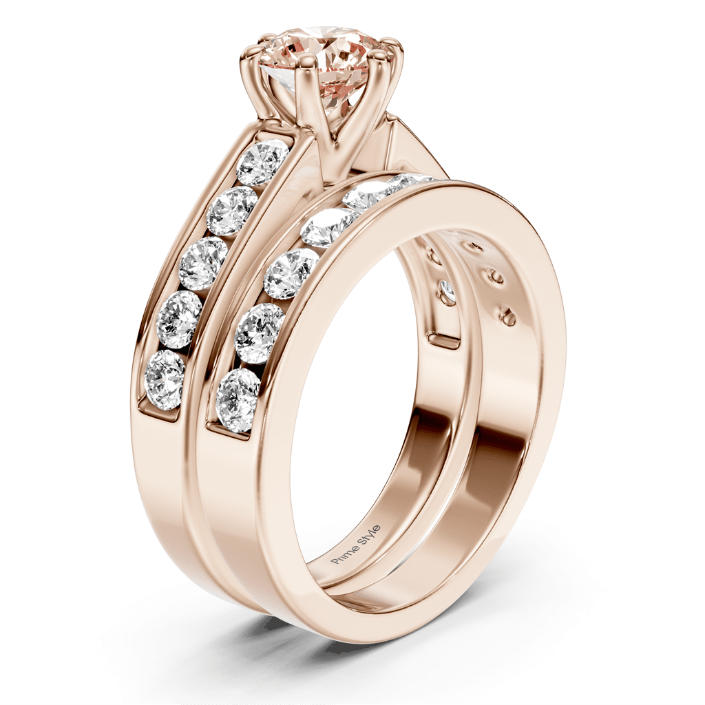 2.45 - 5.45 CT Princess & Round Cut Fancy Pink Diamonds - Bridal Set - Primestyle.com