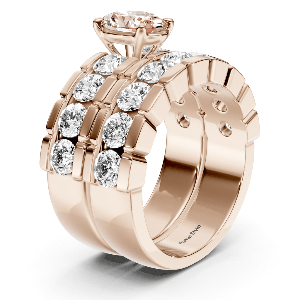 3.25-6.25 CT Oval & Round Cut Fancy Pink Diamonds - Bridal Set