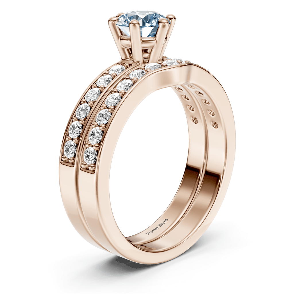 1.60 - 4.60 CT Round Cut Fancy Blue Diamonds - Bridal Set - Primestyle.com