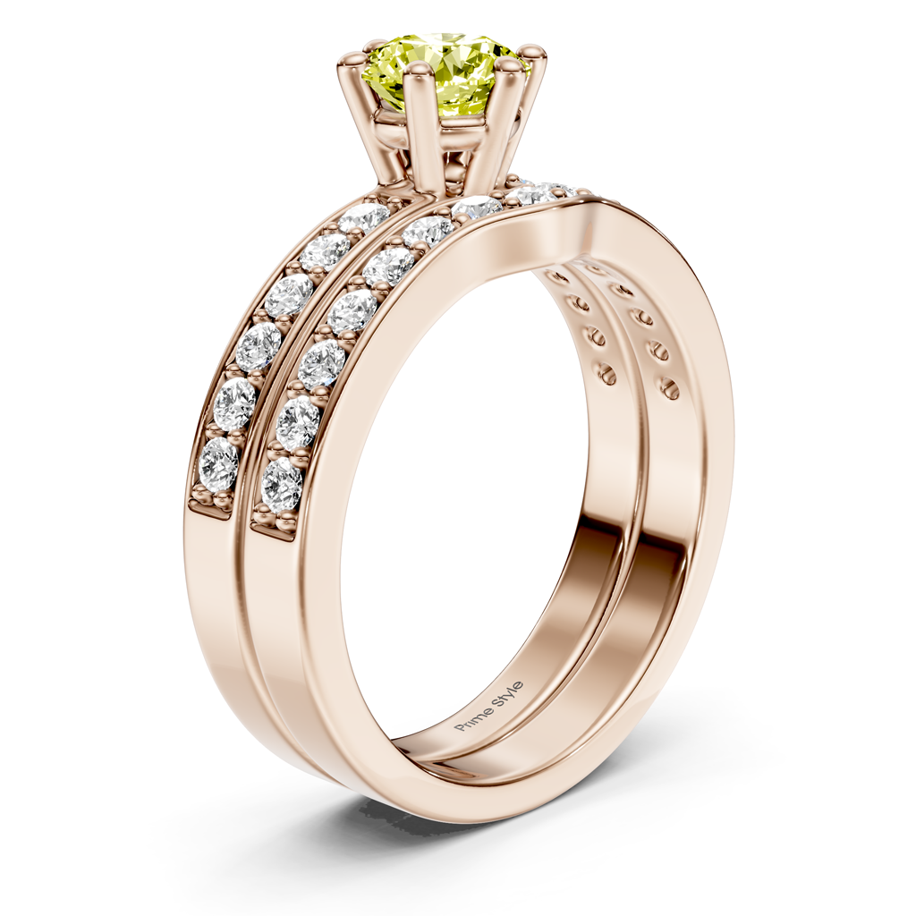 1.60 - 4.60 CT Round Cut Fancy Yellow Diamonds - Bridal Set - Primestyle.com