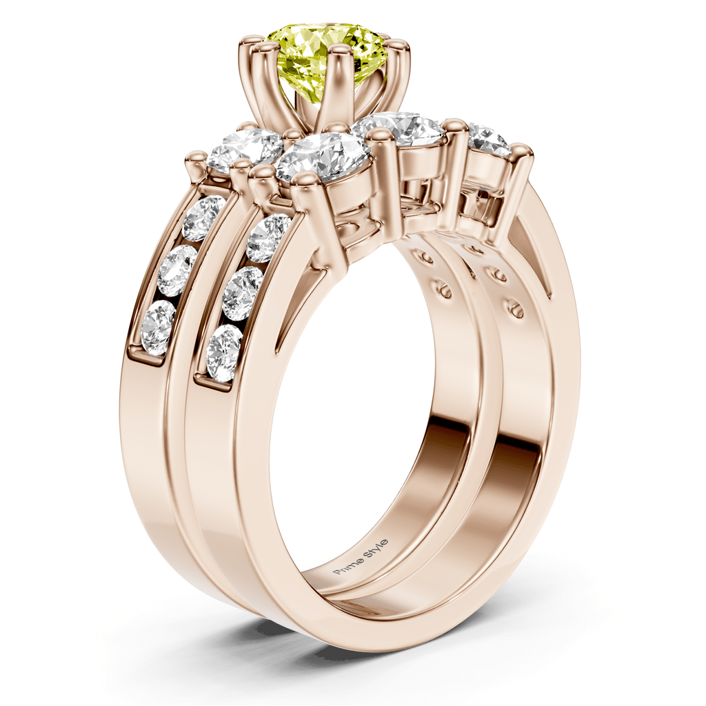 2.80 - 5.80 CT Princess & Round Cut Fancy Yellow Diamonds - Bridal Set - Primestyle.com
