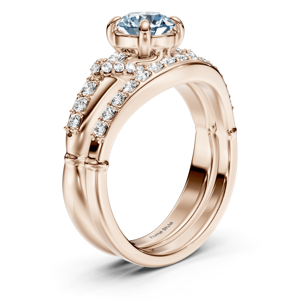 1.50 - 4.50 CT Round Cut Fancy Blue Diamonds - Bridal Set - Primestyle.com