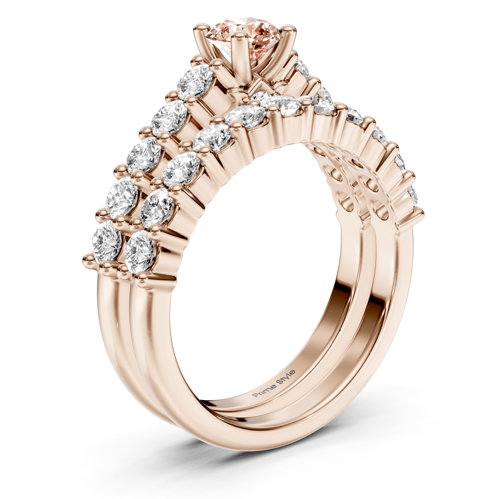 1.75-4.75 CT Round Cut Fancy Pink Diamonds - Bridal Set