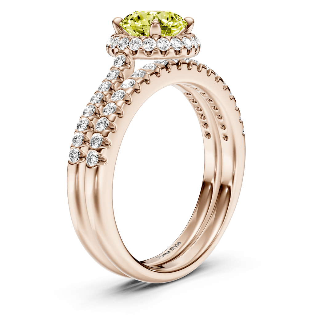 1.50 - 4.50 CT Round Cut Fancy Yellow Diamonds - Bridal Set - Primestyle.com