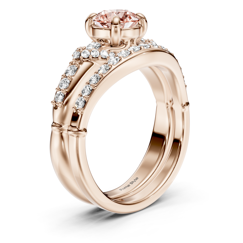 1.50-4.50 CT Round Cut Fancy Pink Diamonds - Bridal Set