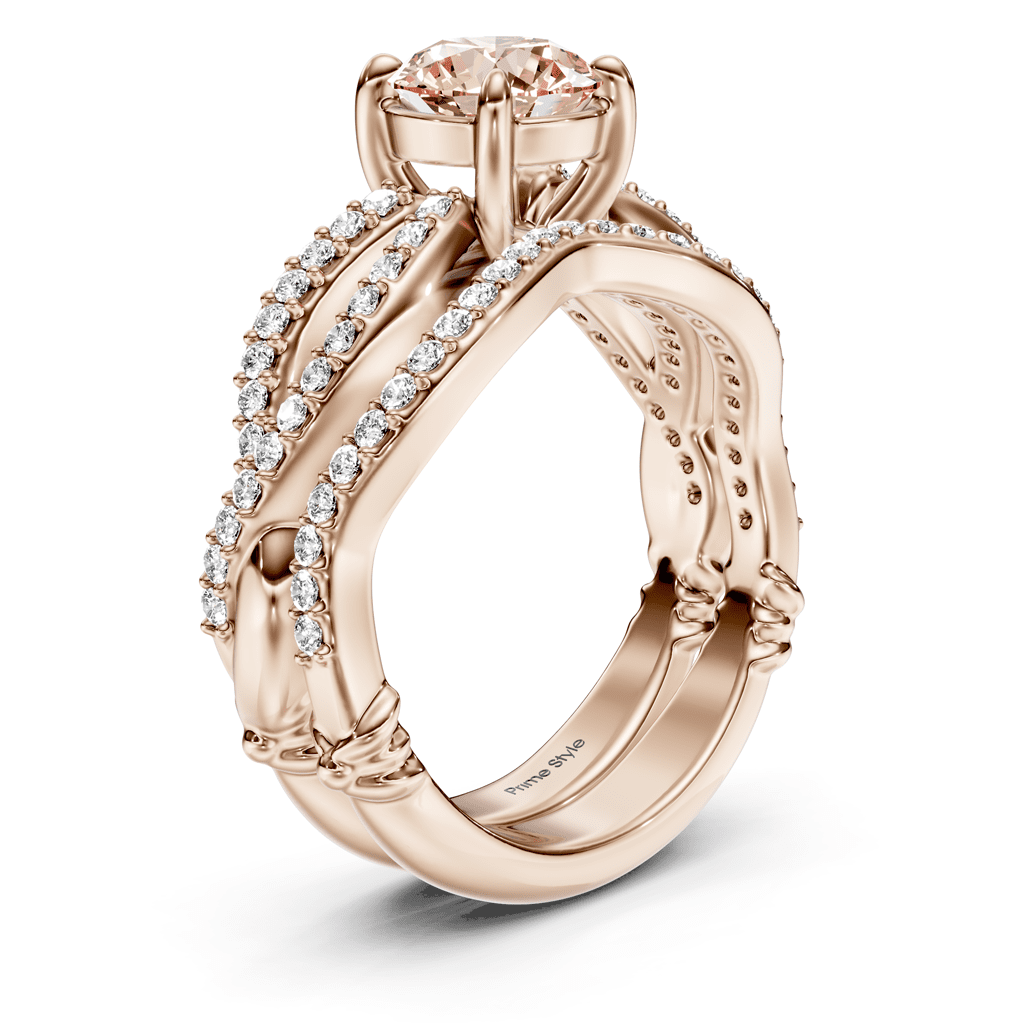 1.35-4.35 CT Round Cut Fancy Pink Diamonds - Bridal Set