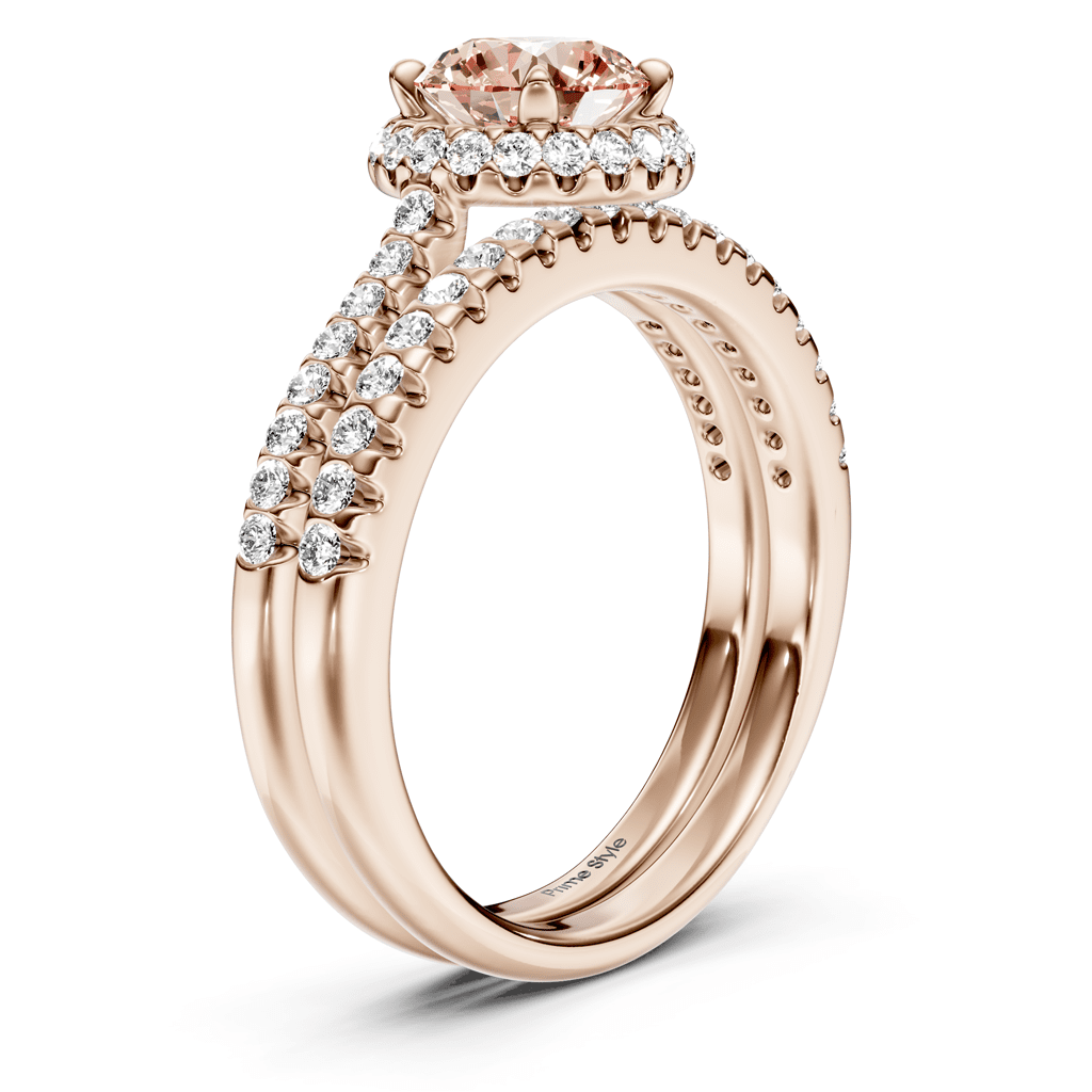 1.50 - 4.50 CT Round Cut Fancy Pink Diamonds - Bridal Set - Primestyle.com