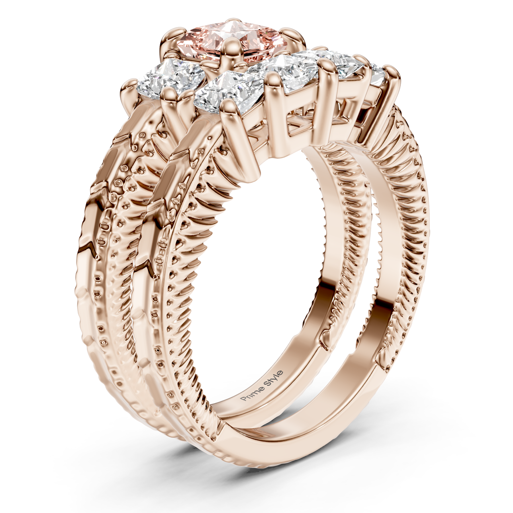 2.25-5.25 CT Princess Cut Fancy Pink Diamonds - Bridal Set