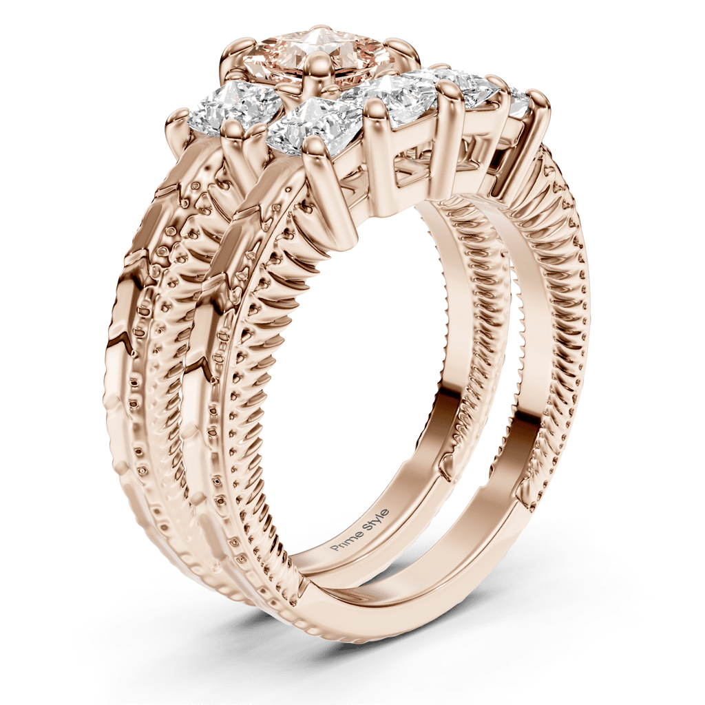 2.25 - 5.25 CT Princess Cut Fancy Pink Diamonds - Bridal Set - Primestyle.com