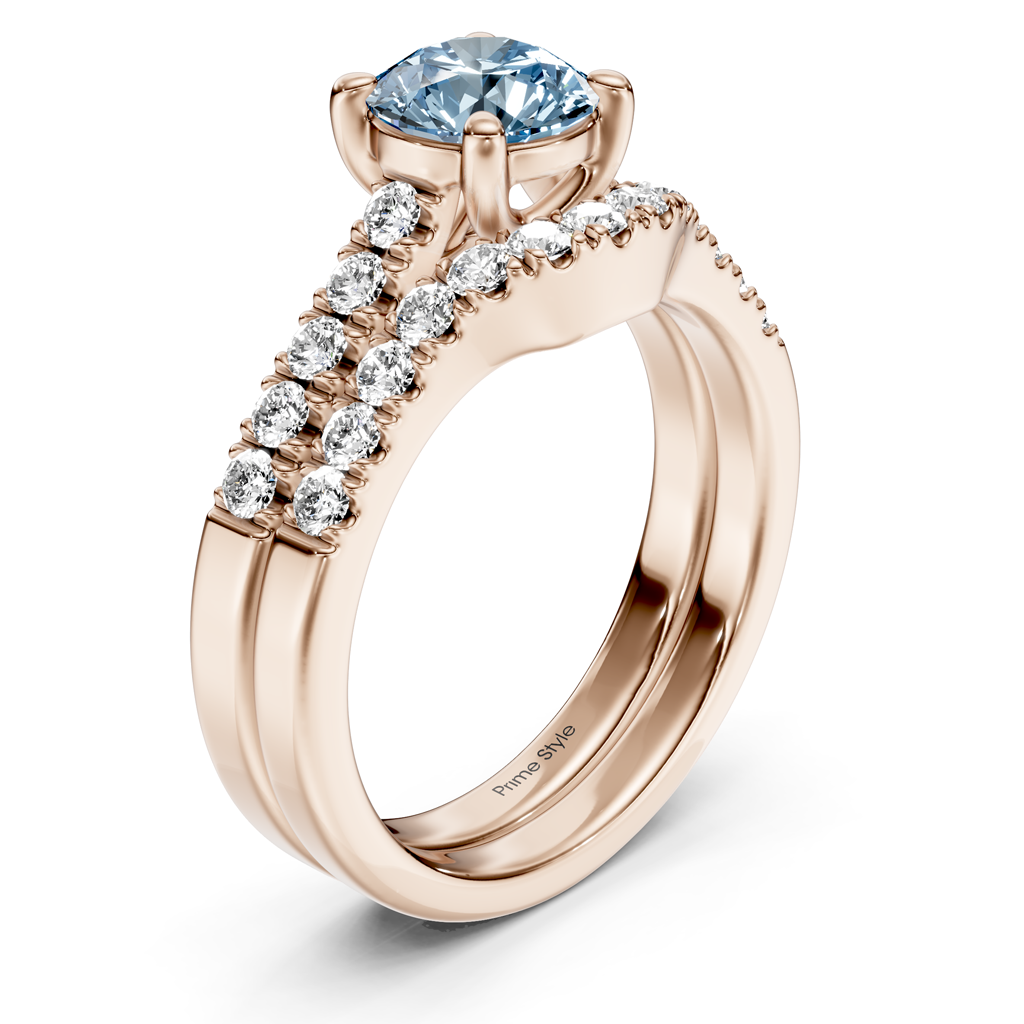 1.55-4.55 CT Princess & Round Cut Fancy Blue Diamonds - Bridal Set