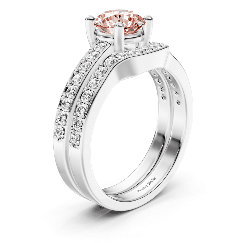 1.50 - 4.50 CT Round Cut Fancy Pink Diamonds - Bridal Set - Primestyle.com