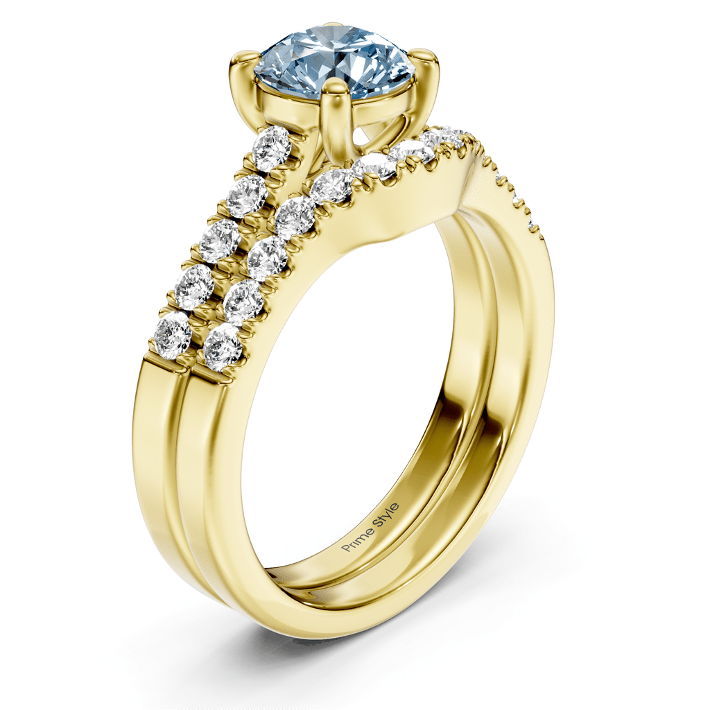 1.55-4.55 CT Princess & Round Cut Fancy Blue Diamonds - Bridal Set