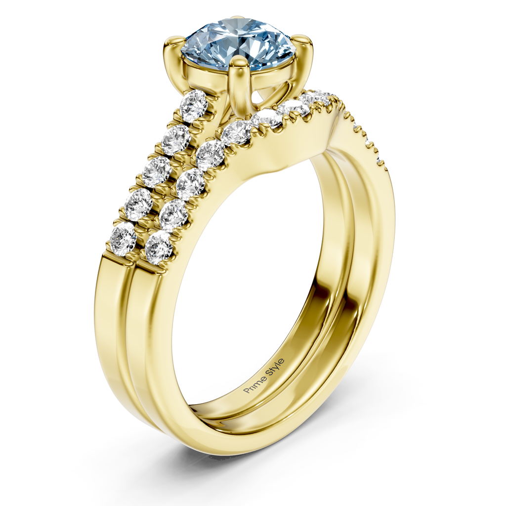 1.55-4.55 CT Princess & Round Cut Fancy Blue Diamonds - Bridal Set