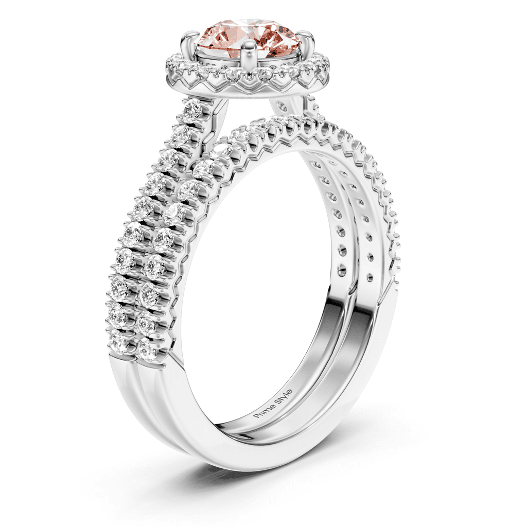 1.70-4.70 CT Round Cut Fancy Pink Diamonds - Bridal Set