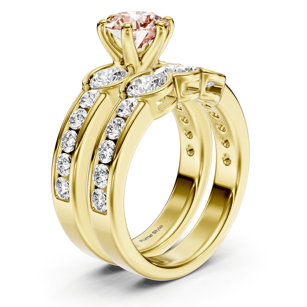 2.95 - 5.95 CT Round Cut Fancy Pink Diamonds - Bridal Set - Primestyle.com