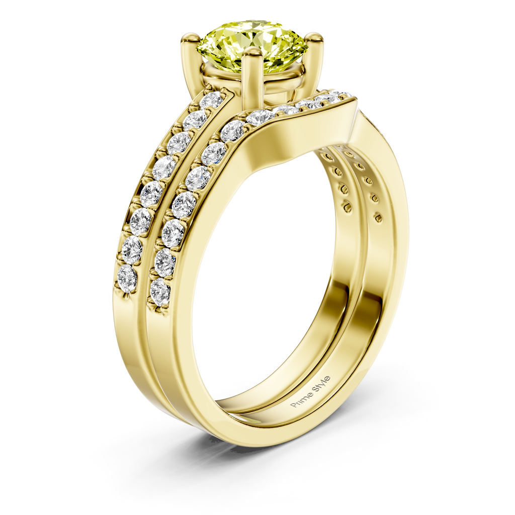 1.50-4.50 CT Round Cut Fancy Yellow Diamonds - Bridal Set