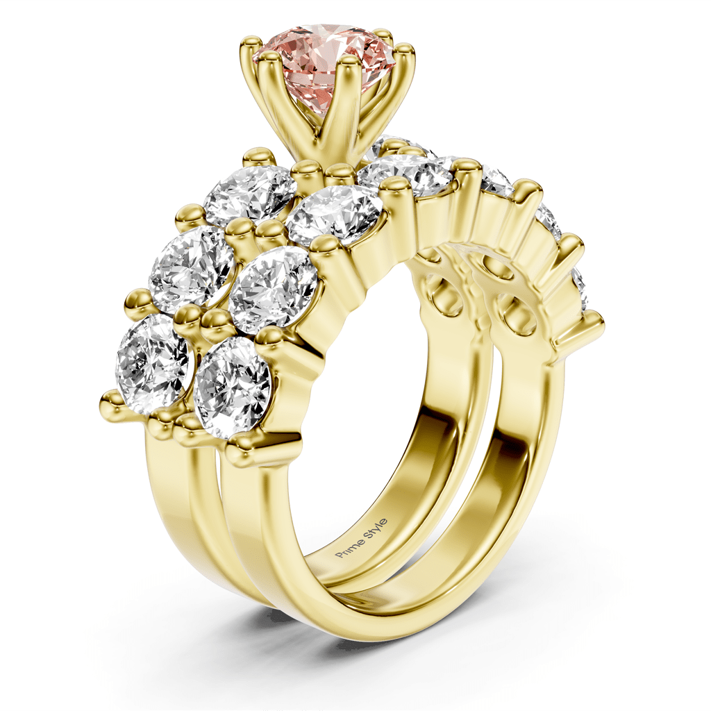 4.60 - 7.60 CT Princess & Round Cut Fancy Pink Diamonds - Bridal Set - Primestyle.com