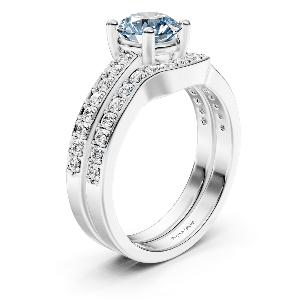 1.50 - 4.50 CT Round Cut Fancy Blue Diamonds - Bridal Set - Primestyle.com