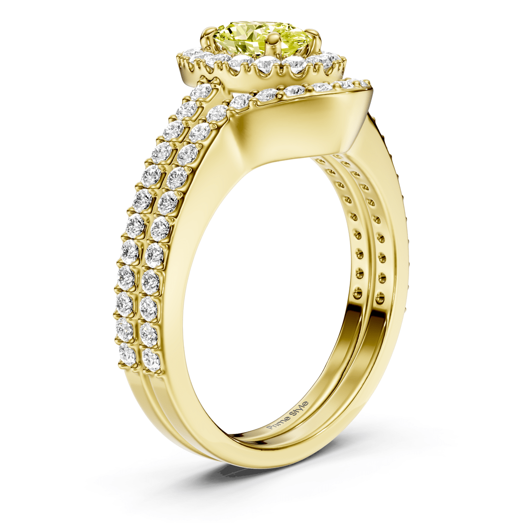1.75-4.75 CT Oval & Round Cut Fancy Yellow Diamonds - Bridal Set