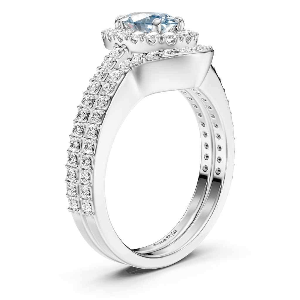 1.75-4.75 CT Oval & Round Cut Fancy Blue Diamonds - Bridal Set