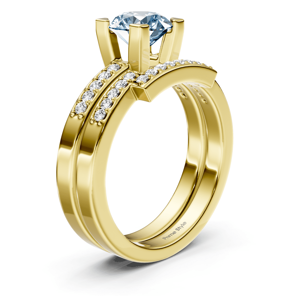 1.25 - 4.25 CT Round Cut Fancy Blue Diamonds - Bridal Set - Primestyle.com