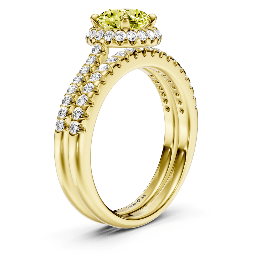 1.50 - 4.50 CT Round Cut Fancy Yellow Diamonds - Bridal Set - Primestyle.com