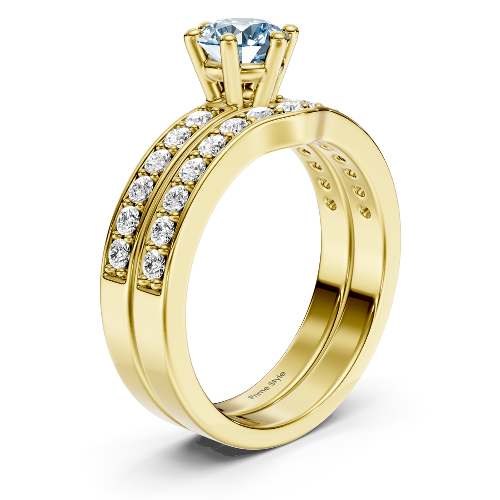 1.60-4.60 CT Round Cut Fancy Blue Diamonds - Bridal Set