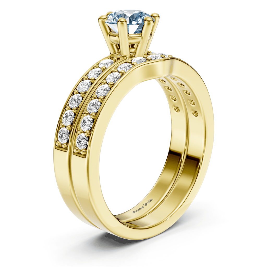 1.60 - 4.60 CT Round Cut Fancy Blue Diamonds - Bridal Set - Primestyle.com