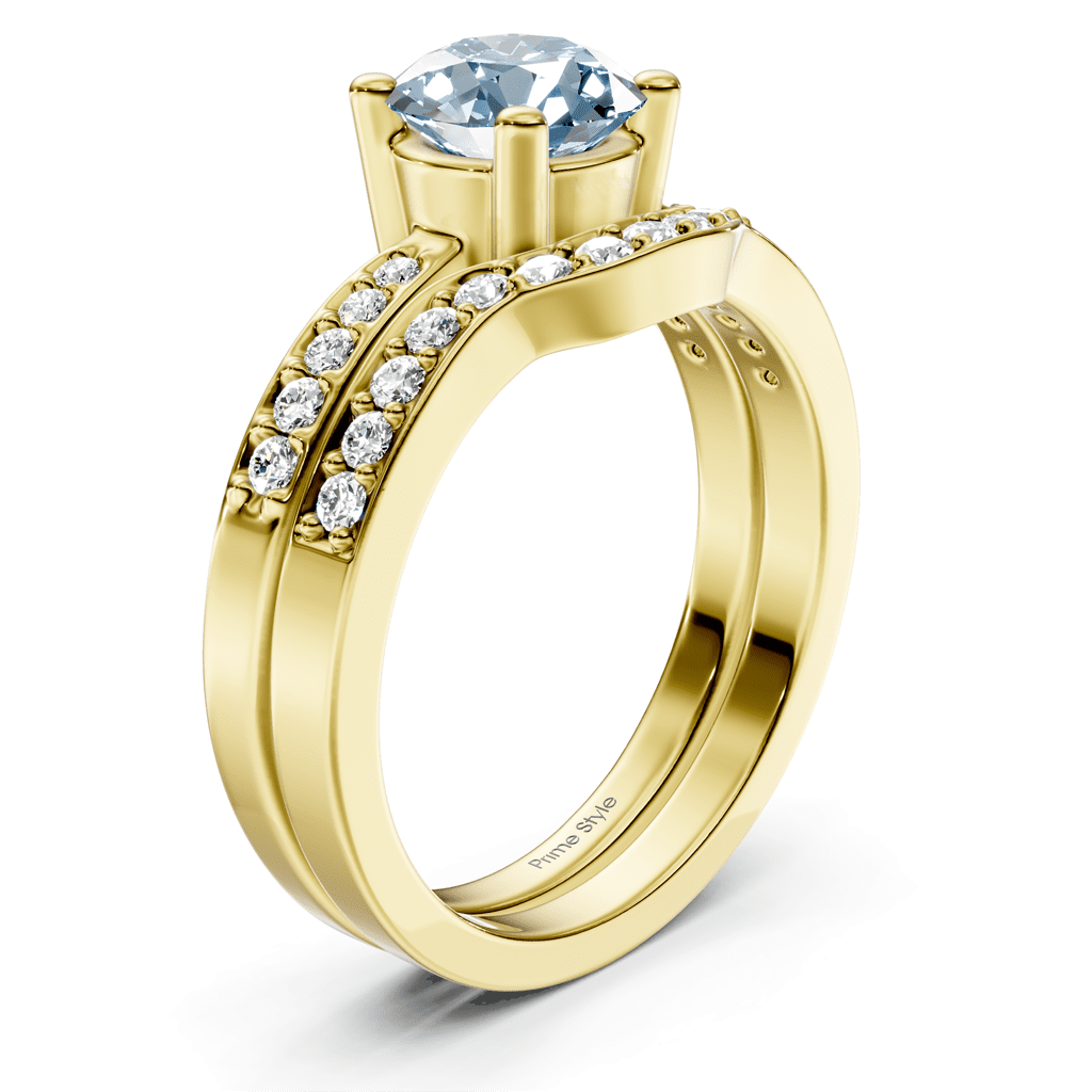 1.40 - 4.40 CT Round Cut Fancy Blue Diamonds - Bridal Set - Primestyle.com