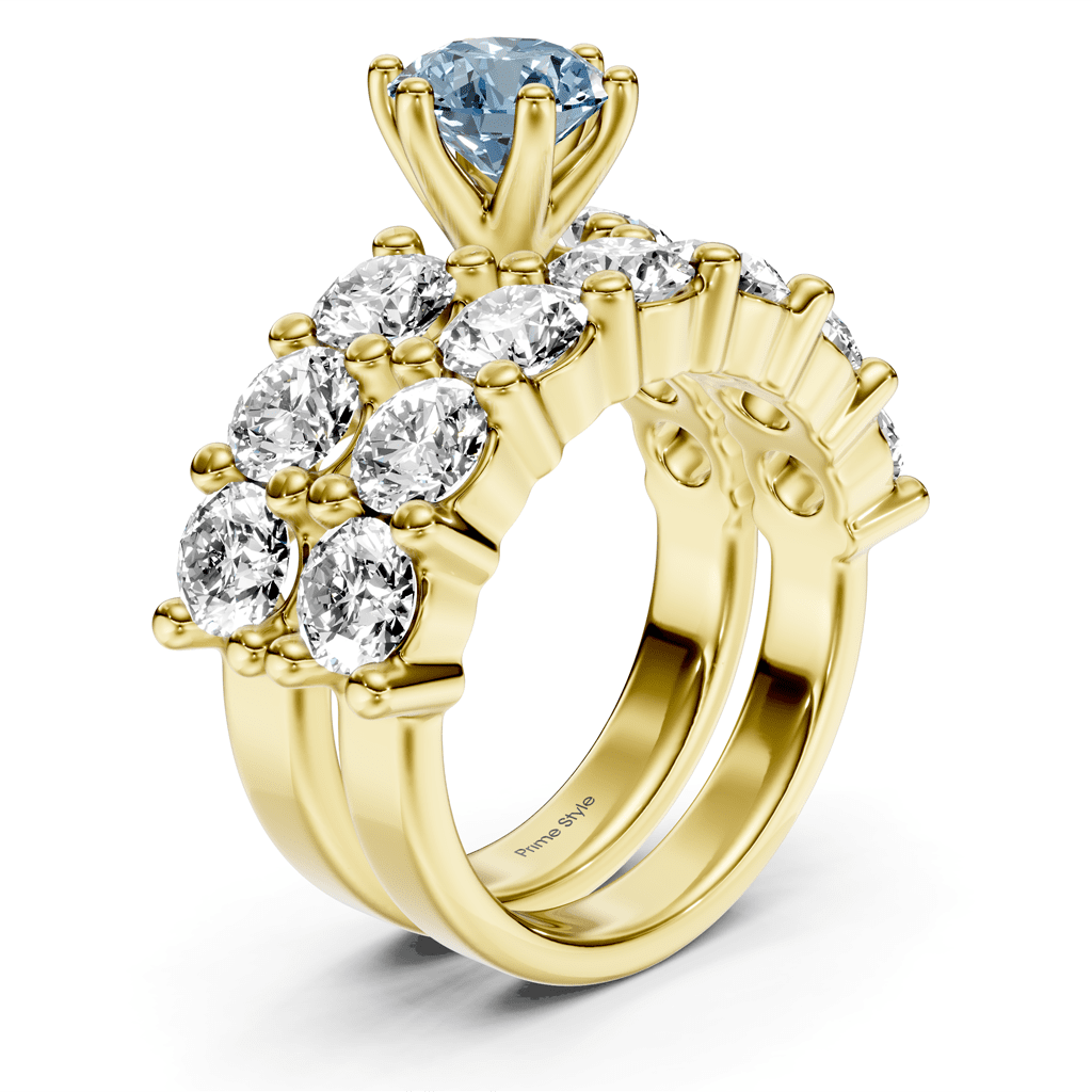 4.60 - 7.60 CT Princess & Round Cut Fancy Blue Diamonds - Bridal Set - Primestyle.com