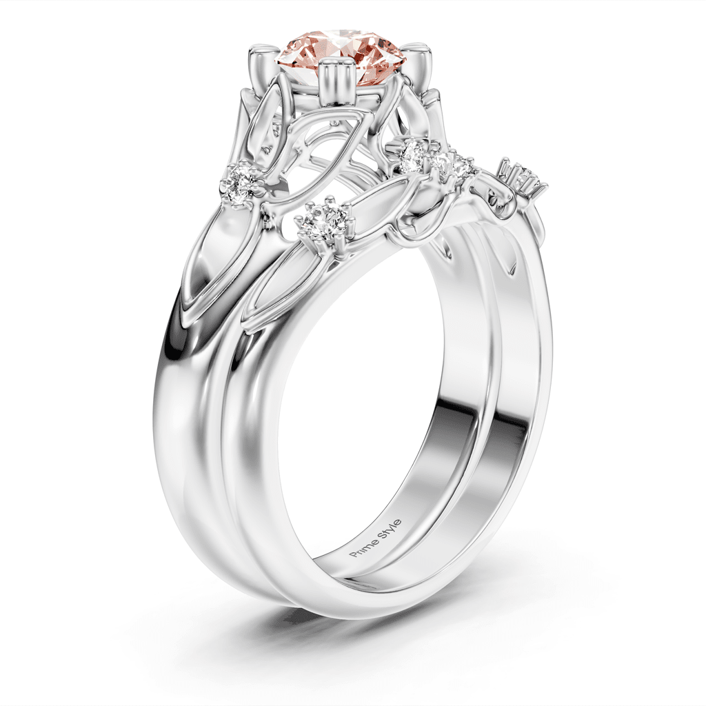 1.20-4.20 CT Round Cut Fancy Pink Diamonds - Bridal Set