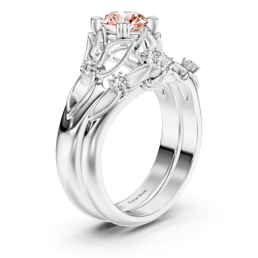 1.20-4.20 CT Round Cut Fancy Pink Diamonds - Bridal Set