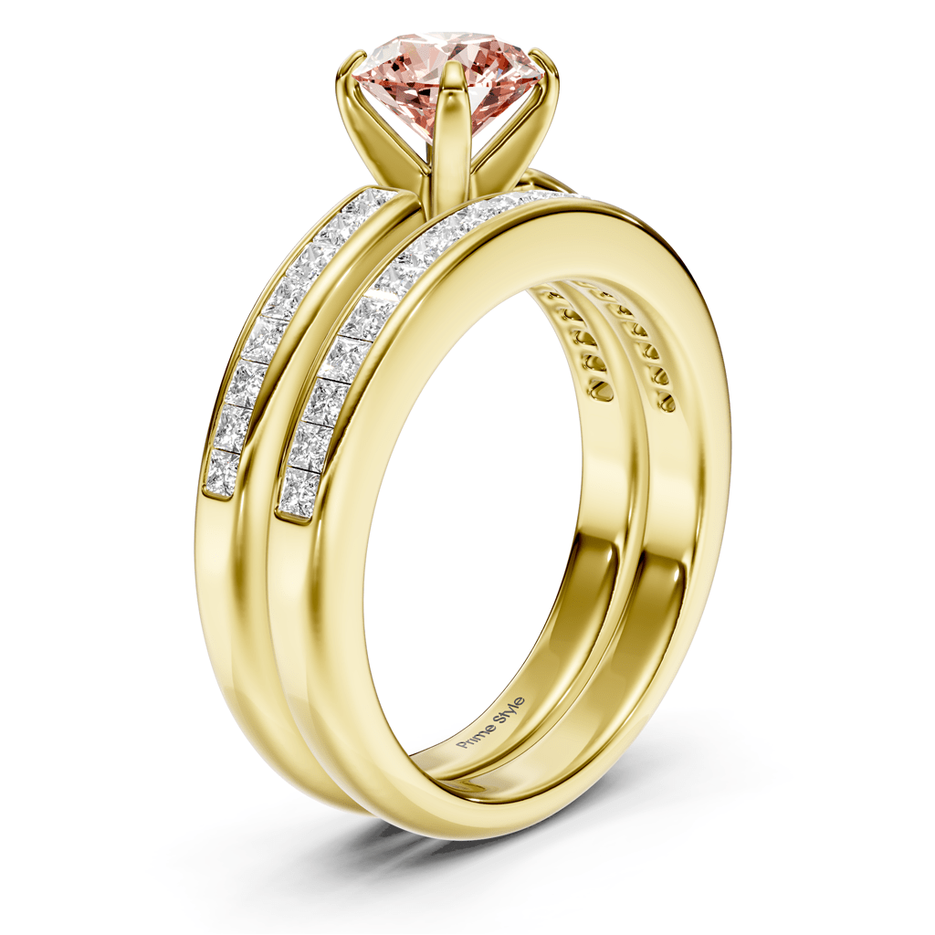 1.85-4.85 CT Princess & Round Cut Fancy Pink Diamonds - Bridal Set - Primestyle.com