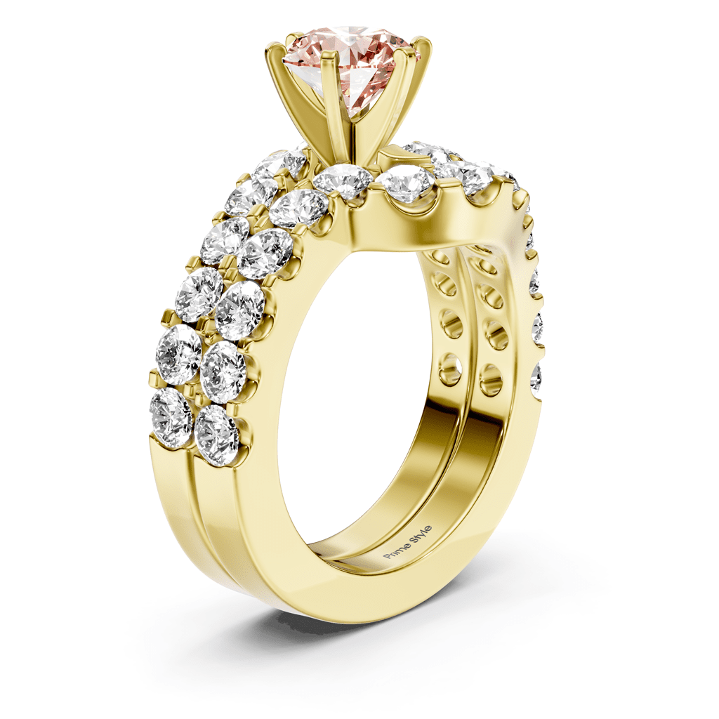 3.60 - 6.60 CT Round Cut Fancy Pink Diamonds - Bridal Set - Primestyle.com