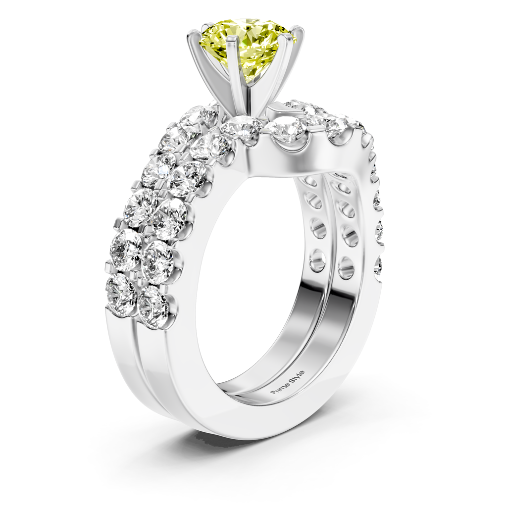 3.60 - 6.60 CT Round Cut Fancy Yellow Diamonds - Bridal Set - Primestyle.com