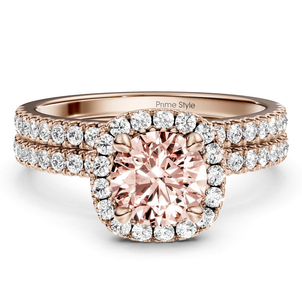 1.65-4.65 CT Round Cut Fancy Pink Diamonds - Bridal Set