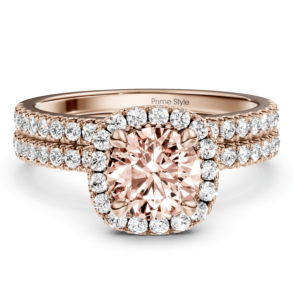 1.65-4.65 CT Round Cut Fancy Pink Diamonds - Bridal Set