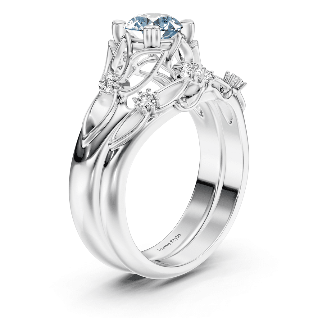 1.20-4.20 CT Round Cut Fancy Blue Diamonds - Bridal Set