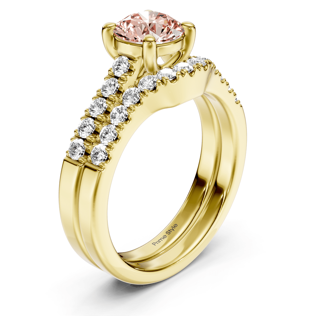 1.55 - 4.55 CT Princess & Round Cut Fancy Pink Diamonds - Bridal Set - Primestyle.com