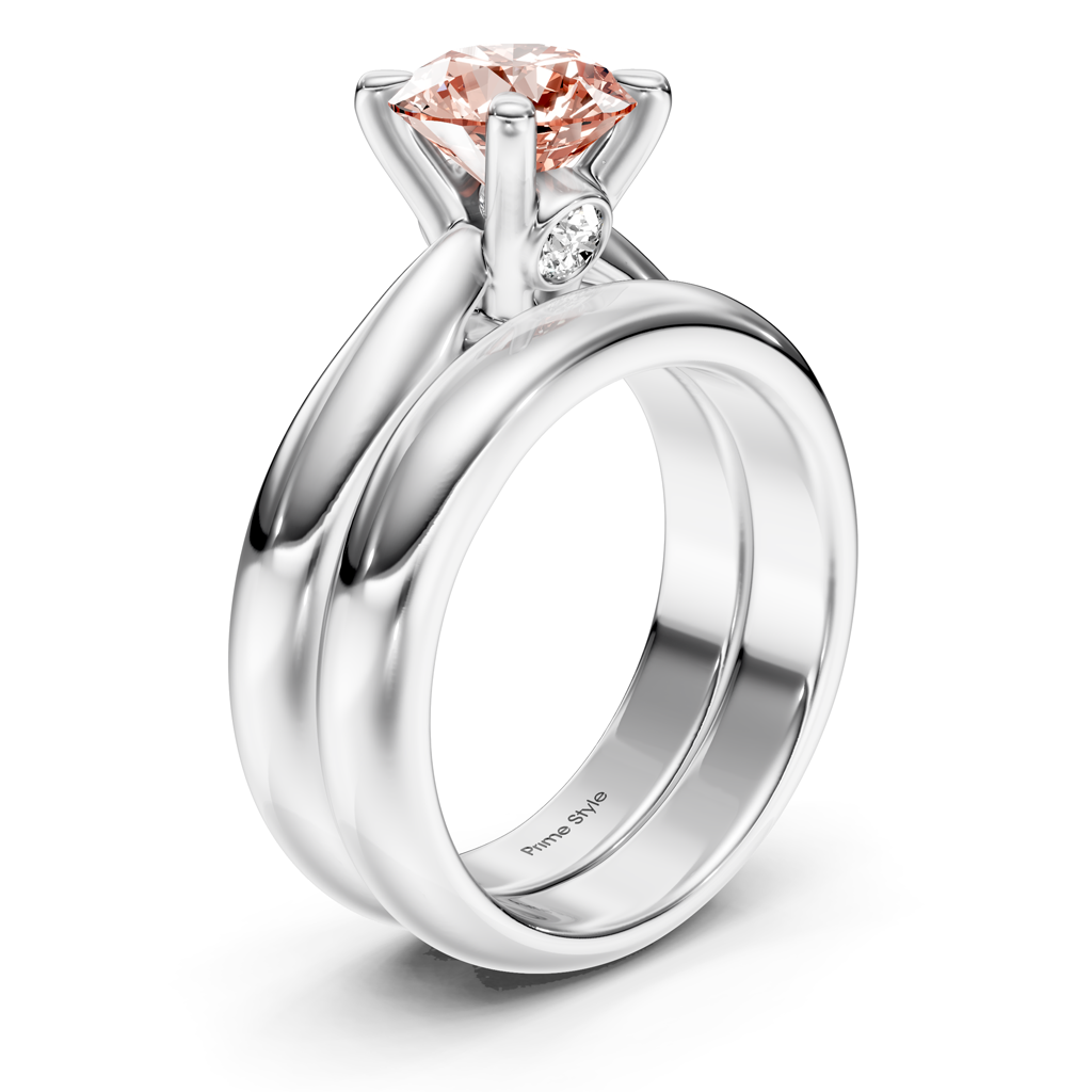 1.10-4.10 CT Round Cut Fancy Pink Diamonds - Bridal Set