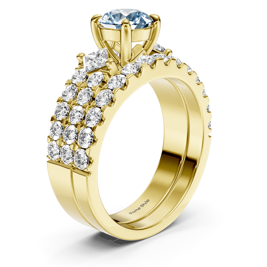 2.55 - 5.55 CT Princess & Round Cut Fancy Blue Diamonds - Bridal Set - Primestyle.com