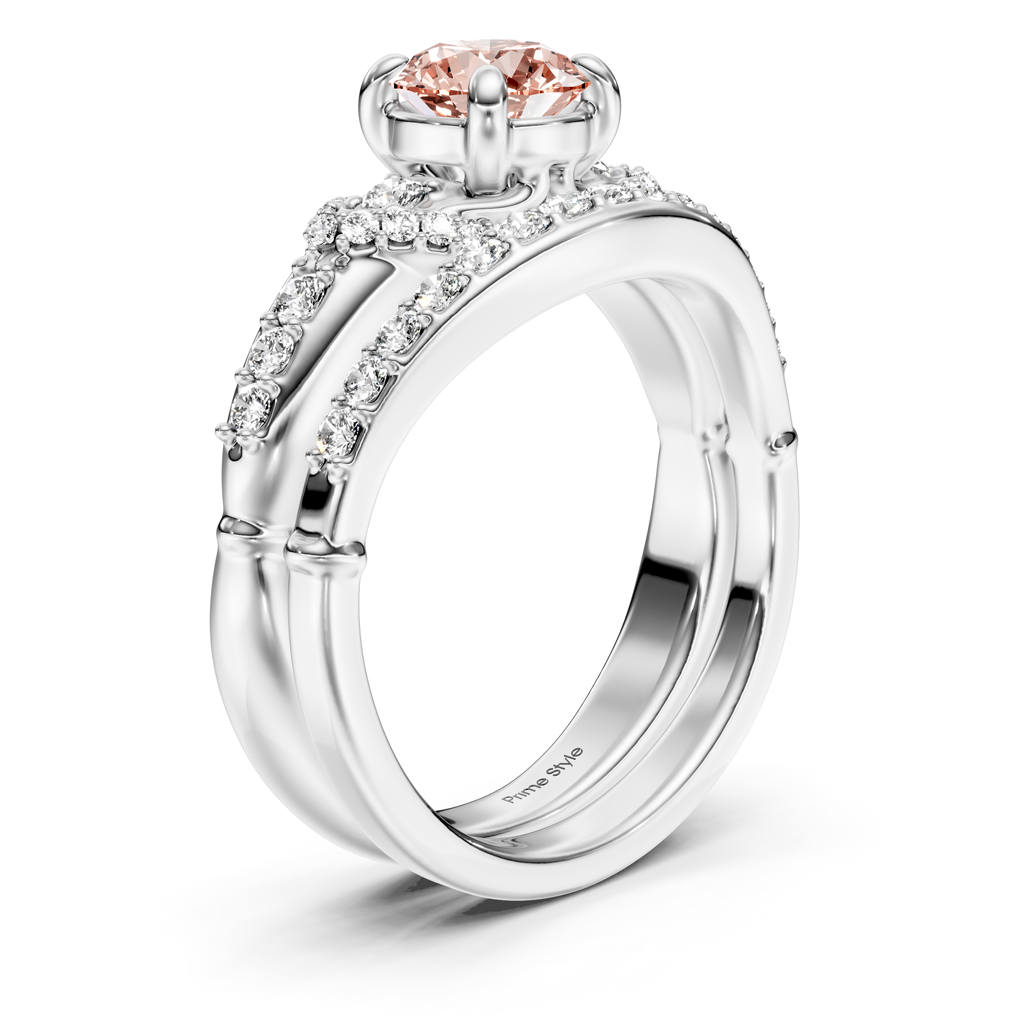 1.50-4.50 CT Round Cut Fancy Pink Diamonds - Bridal Set