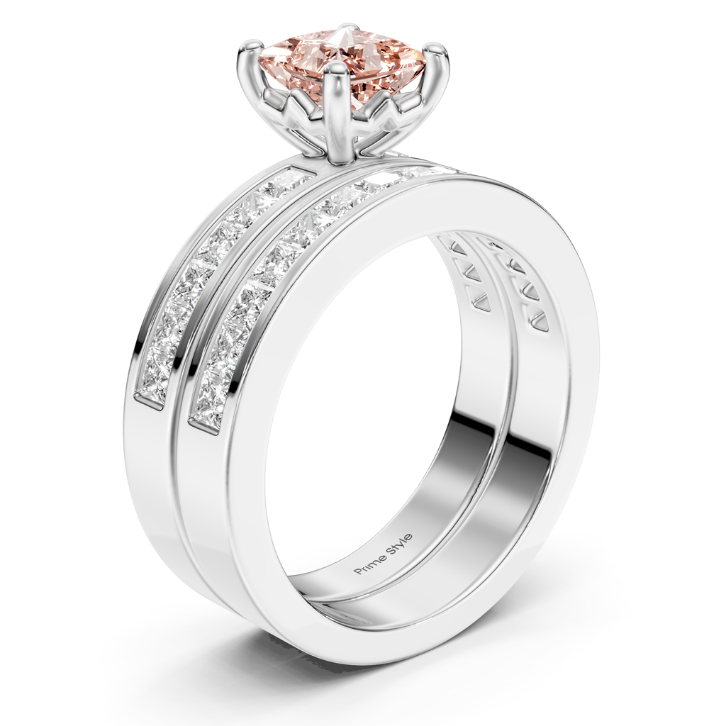 2.75-5.75 CT Princess Cut Fancy Pink Diamonds - Bridal Set