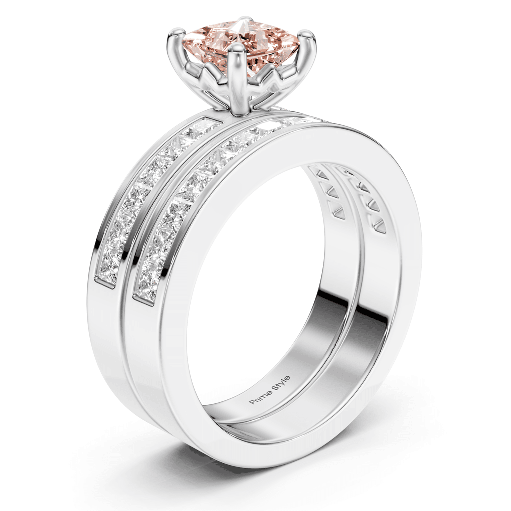 2.75-5.75 CT Princess Cut Fancy Pink Diamonds - Bridal Set