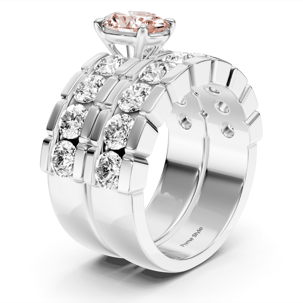 3.25-6.25 CT Oval & Round Cut Fancy Pink Diamonds - Bridal Set