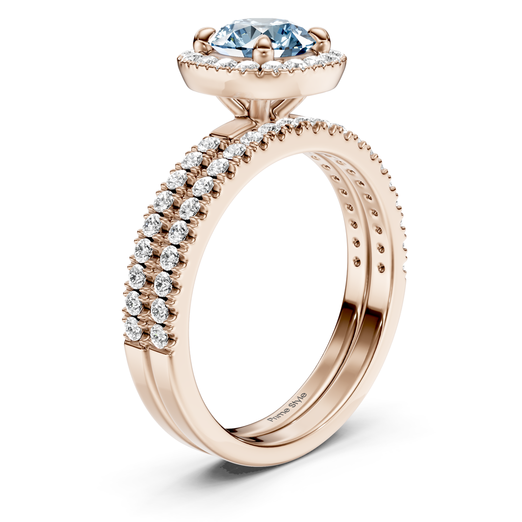 1.65-4.65 CT Round Cut Fancy Blue Diamonds - Bridal Set