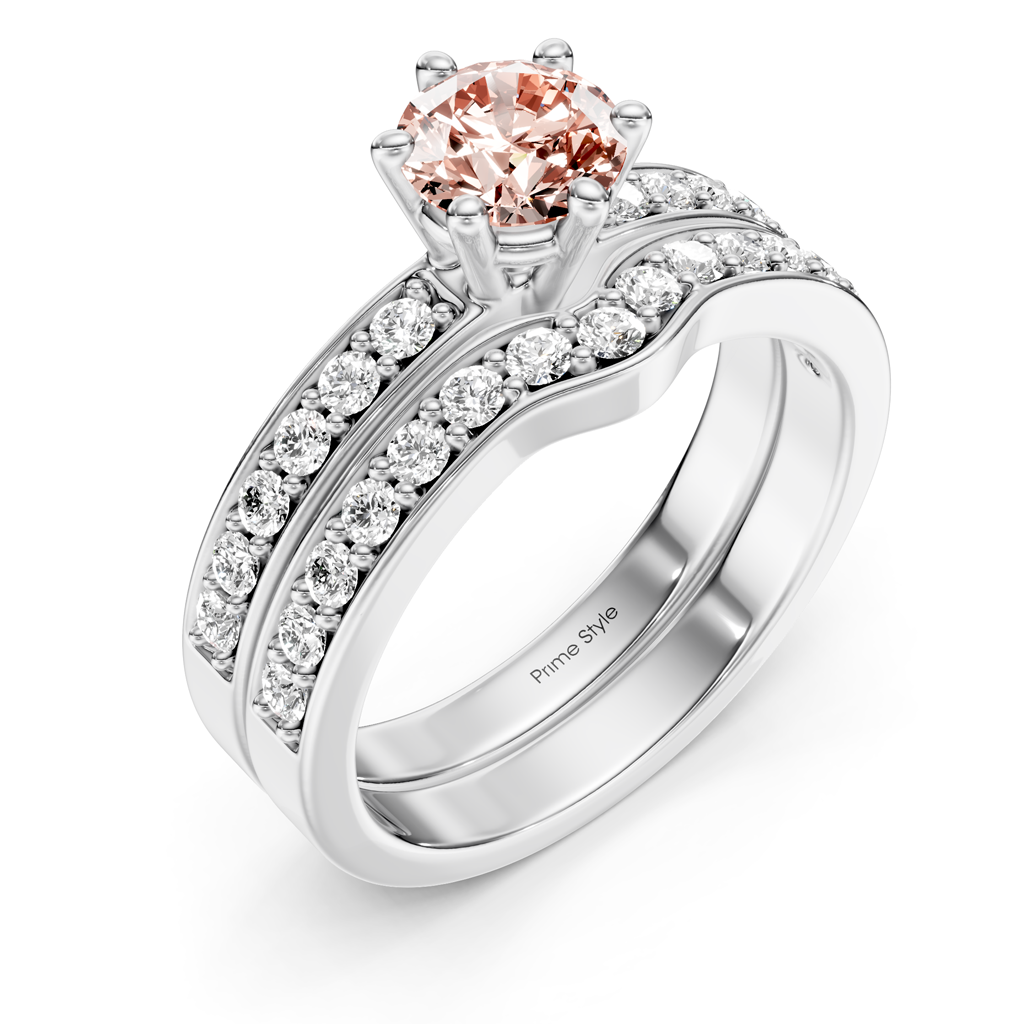 1.60-4.60 CT Round Cut Fancy Pink Diamonds - Bridal Set