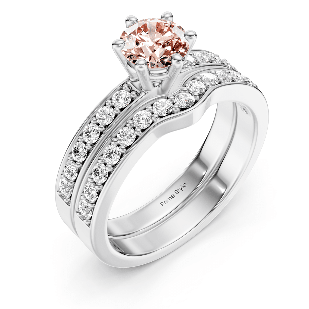 1.60-4.60 CT Round Cut Fancy Pink Diamonds - Bridal Set