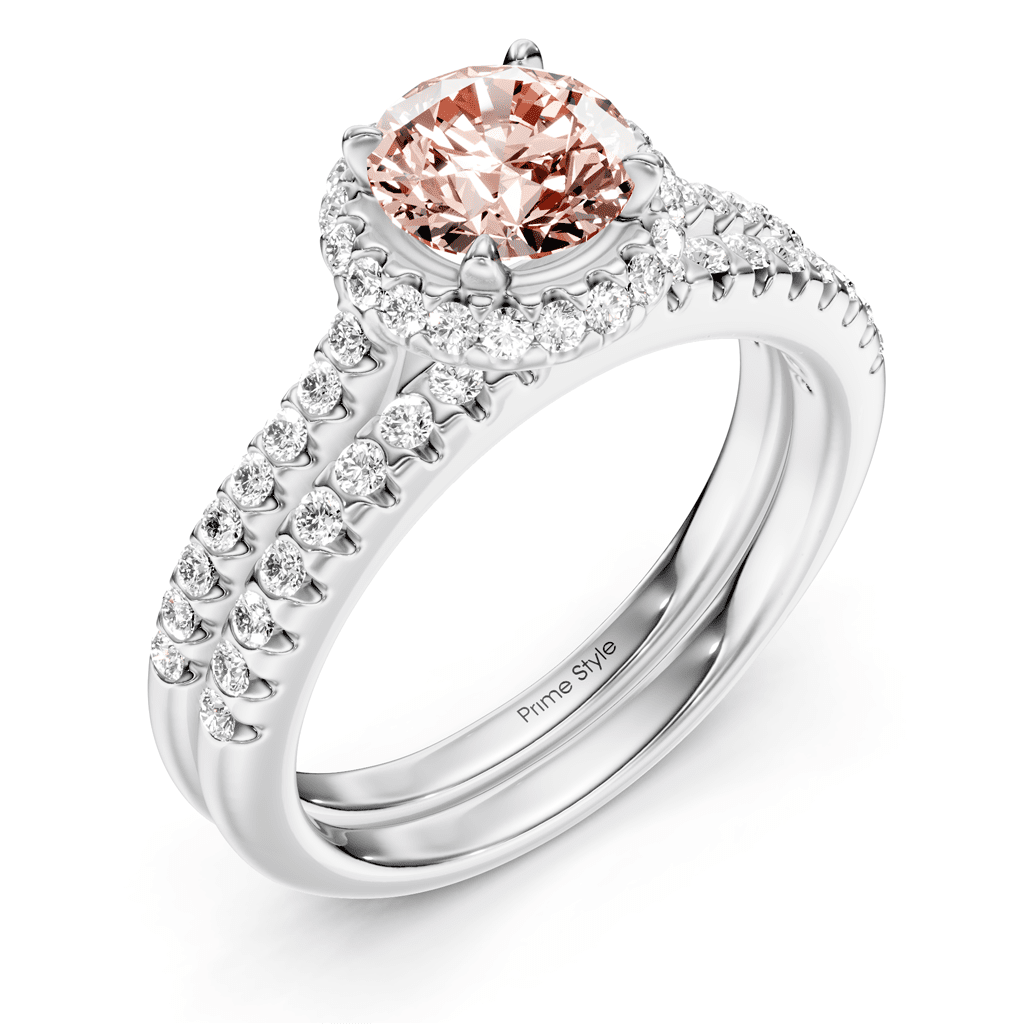 1.50 - 4.50 CT Round Cut Fancy Pink Diamonds - Bridal Set - Primestyle.com