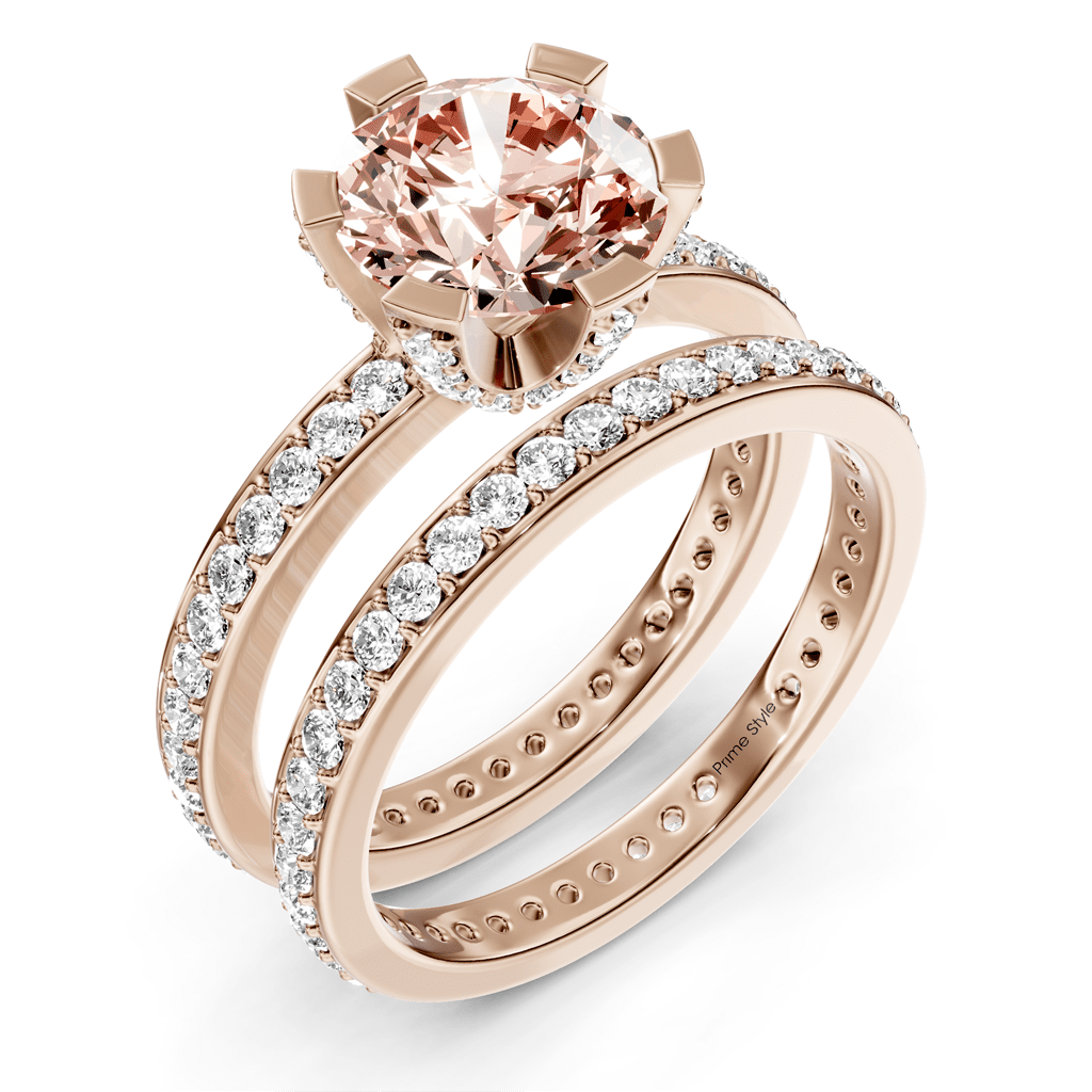 2.00 - 5.00 CT Round Cut Fancy Pink Diamonds - Bridal Set - Primestyle.com